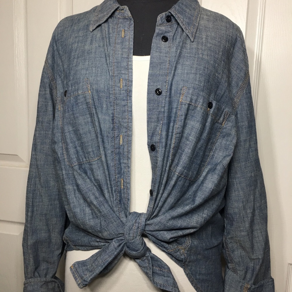 Chambray denim button up shirt